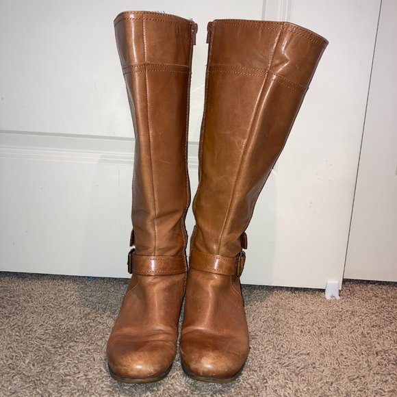 Nine West Vashizaw caramel brown leather knee-high boots - Picture 4 of 7